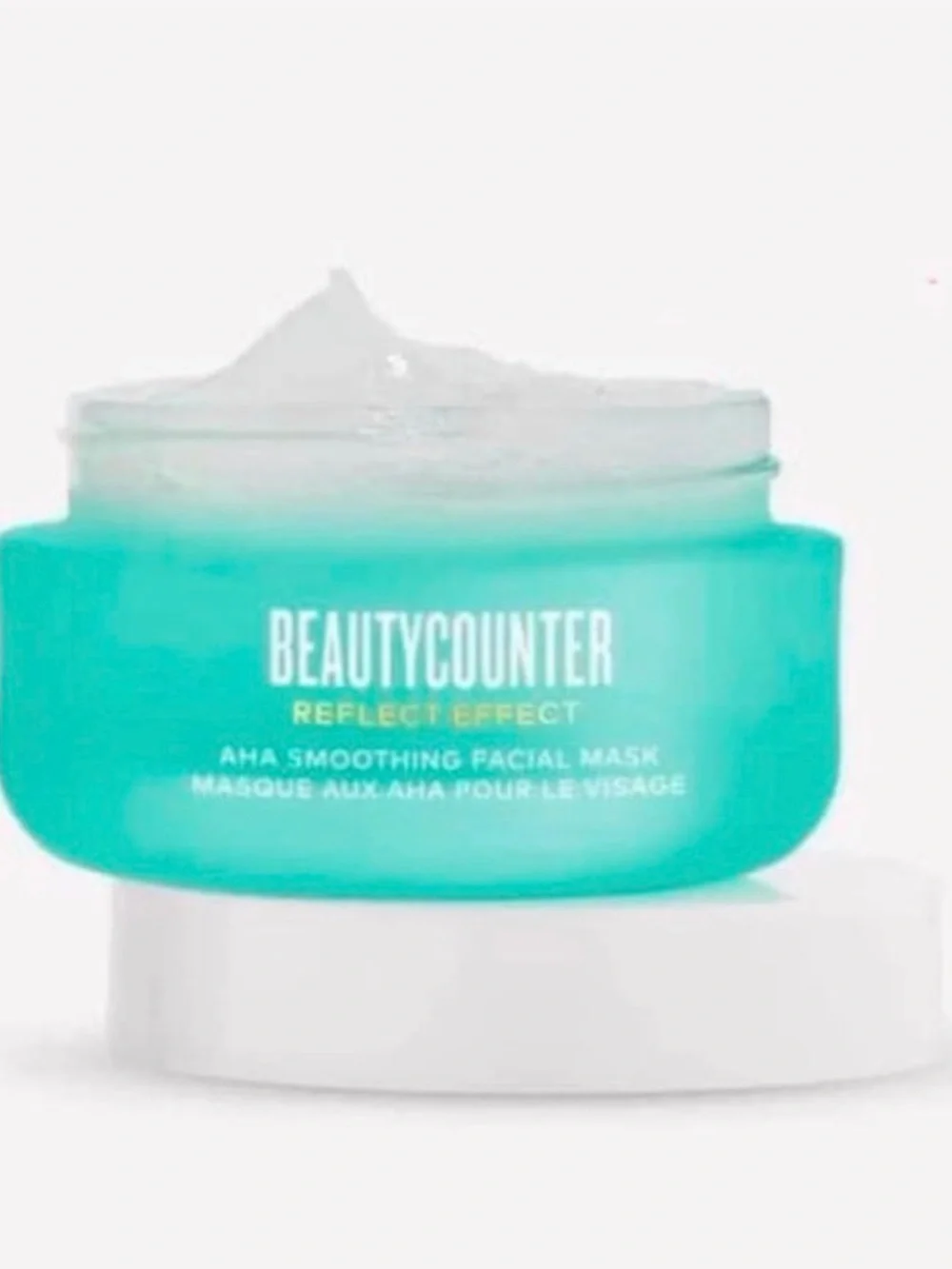 Beautycounter Reflect Effect AHA Smoothing Facial Mask - Aqua Green Jar