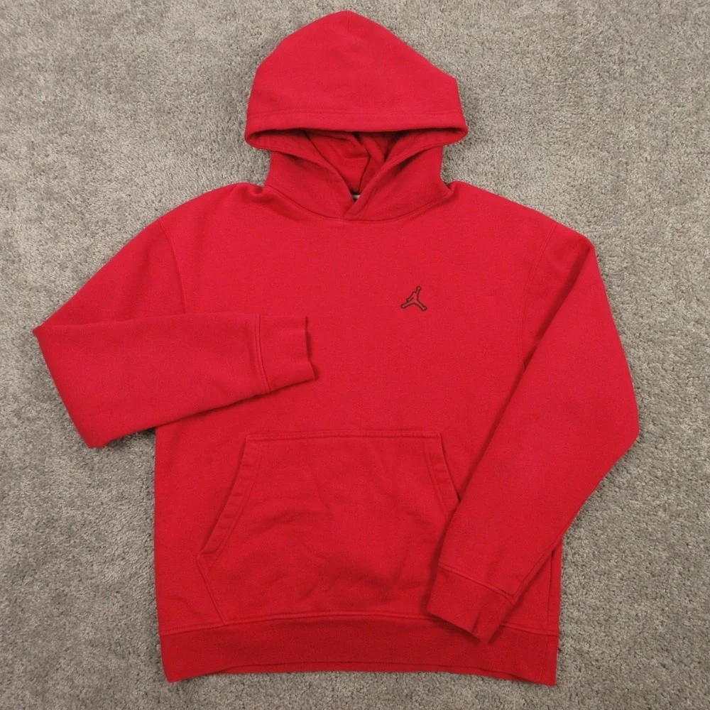 Air Jordan Sweater Mens Medium Red Jump Man Logo Pullover Hoodie Sweatshirt