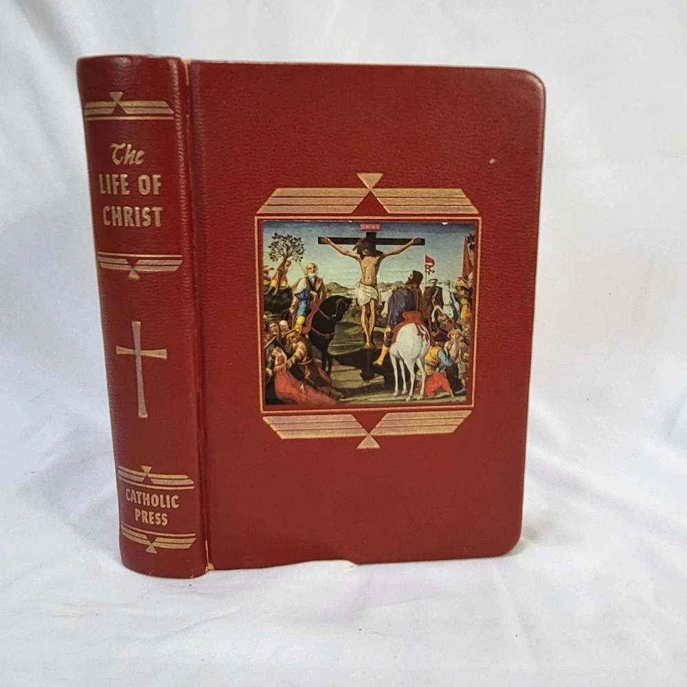Vintage 1954 The Prayer Book Catholic Press Life of Christ Red Gilt Illustrated