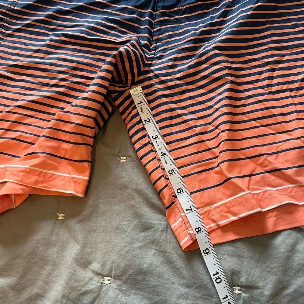 Old Navy Men’s Blue Orange Striped Pockets Drawstring Swim Trunk Size 30