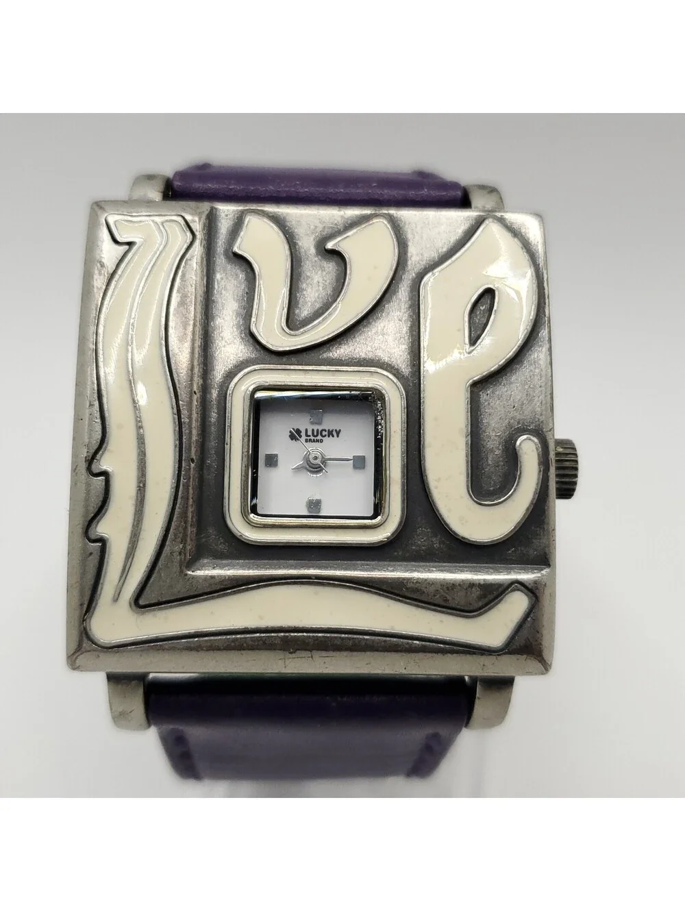 Lucky Brand Quartz Womens Watch 37mm Square Face Love Purple/Green New Battery