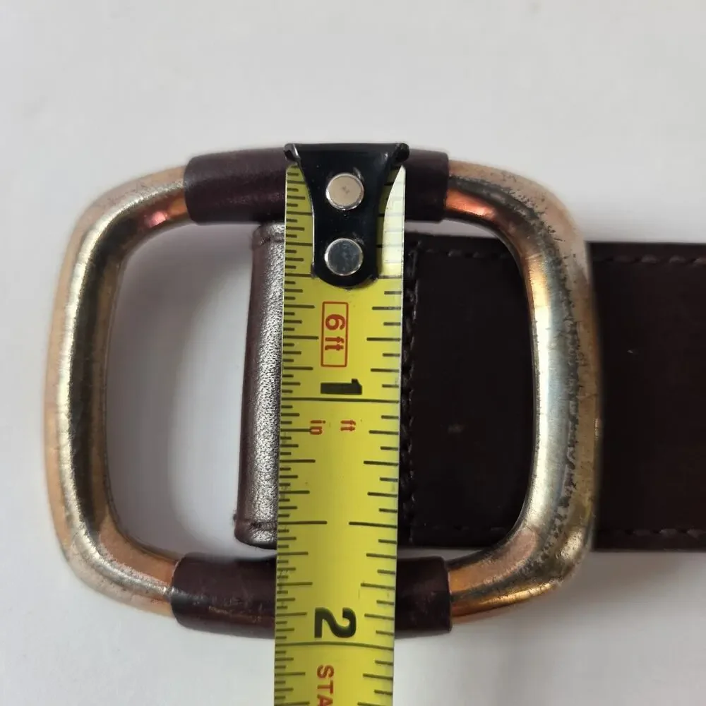 The Limited Italian Leather Western Slide Buckle Brown Cinch Belt Large