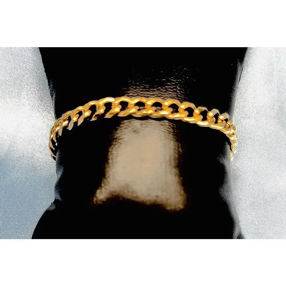 Gold Tone Over Stainless Steel Curb Link Bracelet