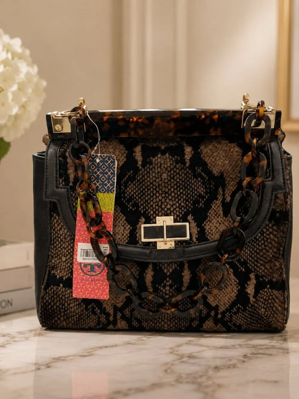 Tory Burch Resin Top Snakeprint Bag