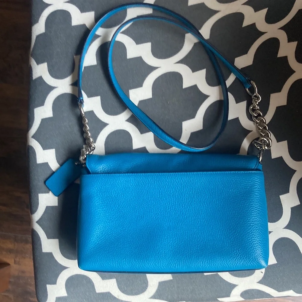 Coach Teal Crossbody Bag with Silver Hardware