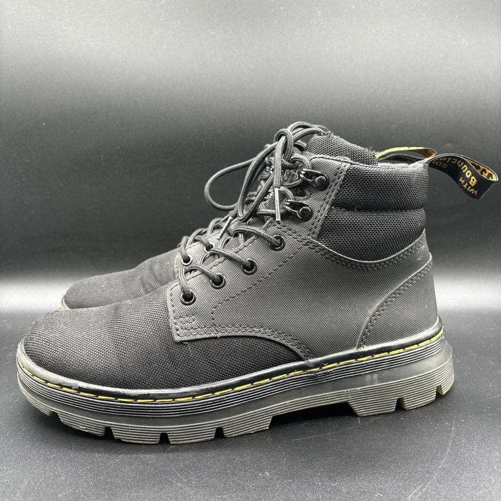 Dr Martens Rakim Boots Men's 8 Black Canvas Lace Up Combat Casual