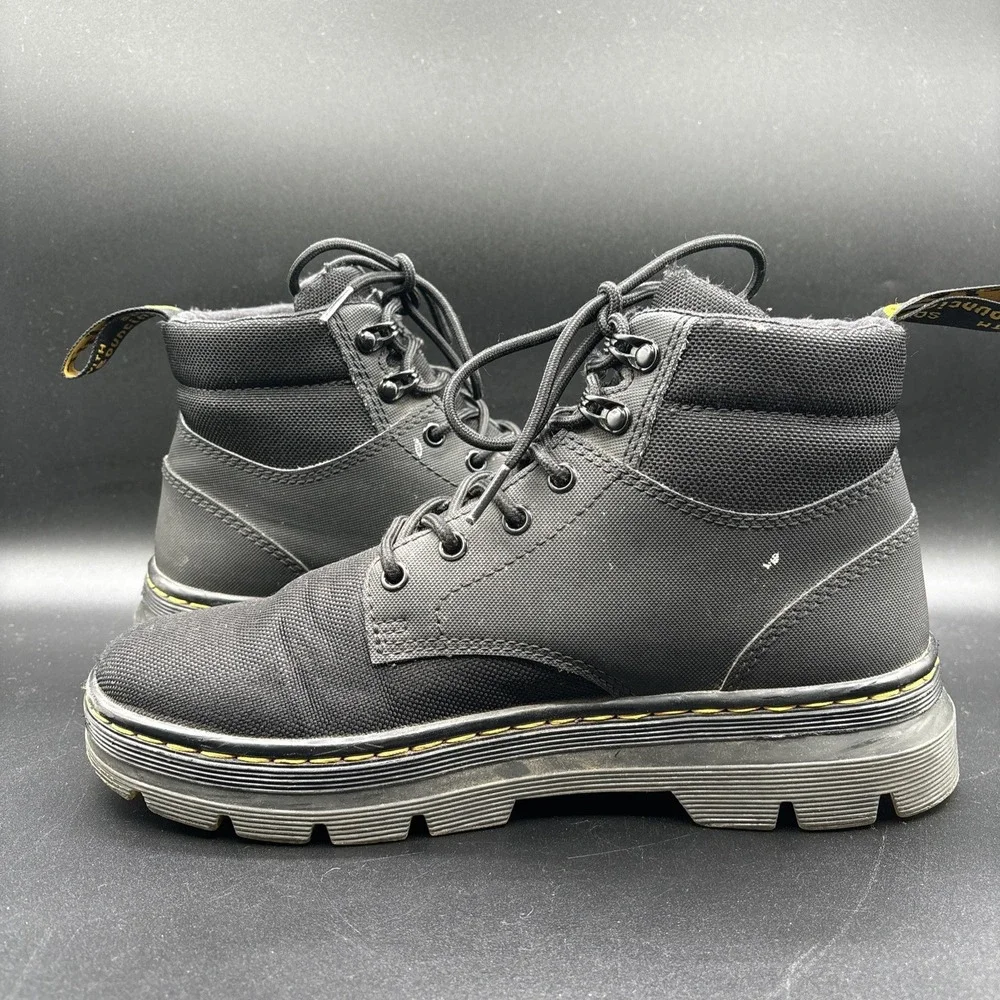 Dr Martens Rakim Boots Men's 8 Black Canvas Lace Up Combat Casual