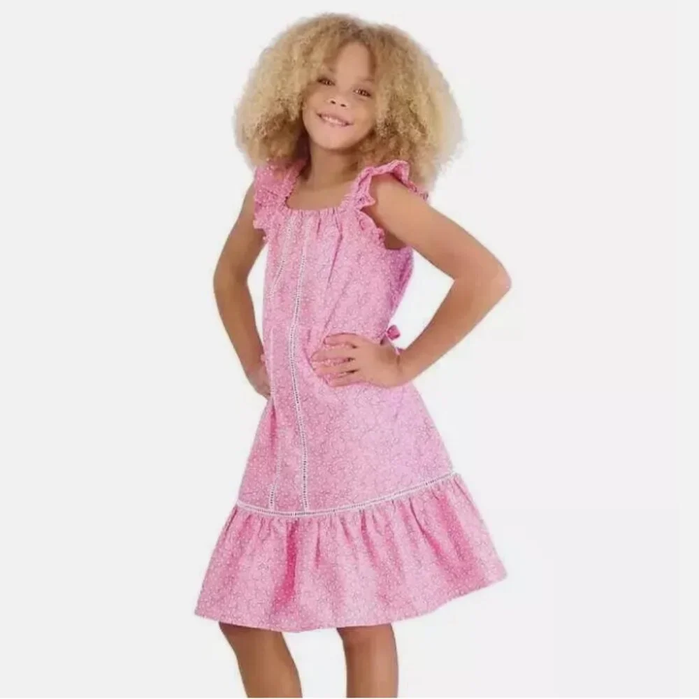 French Connection Girl's Pink Ruffle Summer Dress M