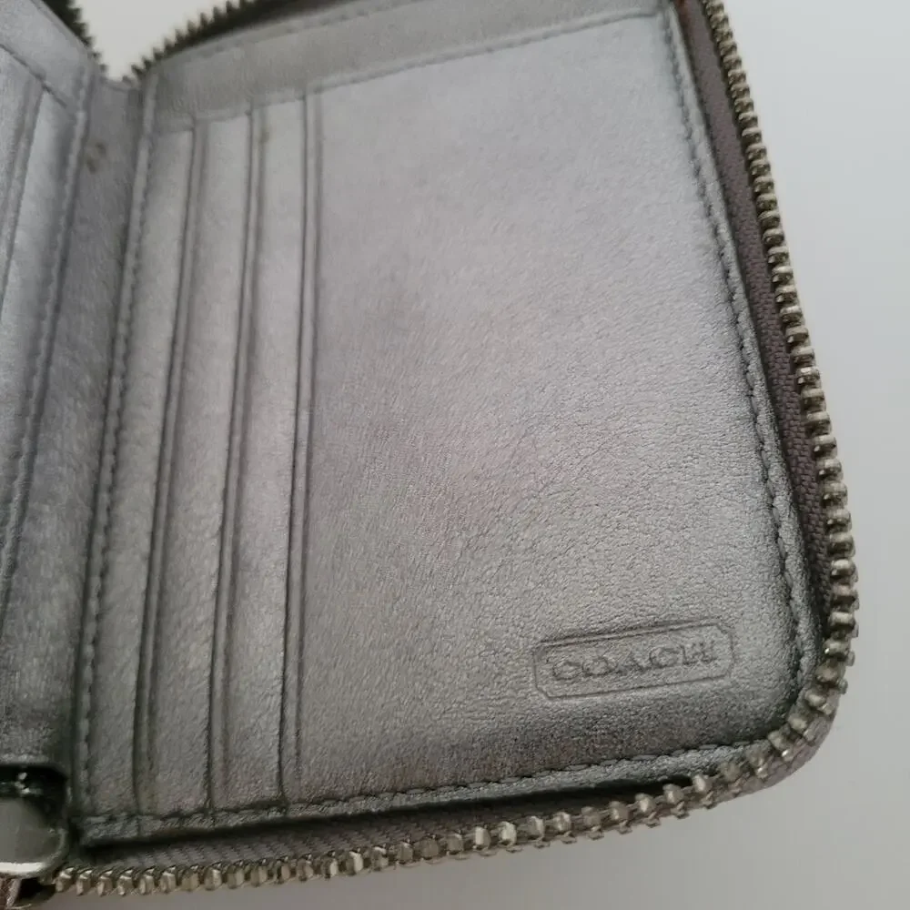 Coach Madison Wallet Leather‎ Bifold Zip Compact Zippy Signature Medium