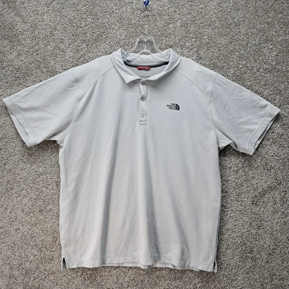 The North‎ Face Mens Gray Short Sleeve Polo Shirt Performance Active Golf Hiking