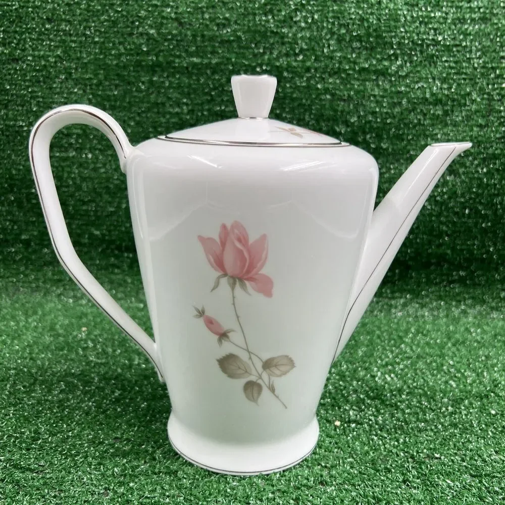 Rosenthal White Ceramic Pink‎ Floral Coffee Pitcher #348818