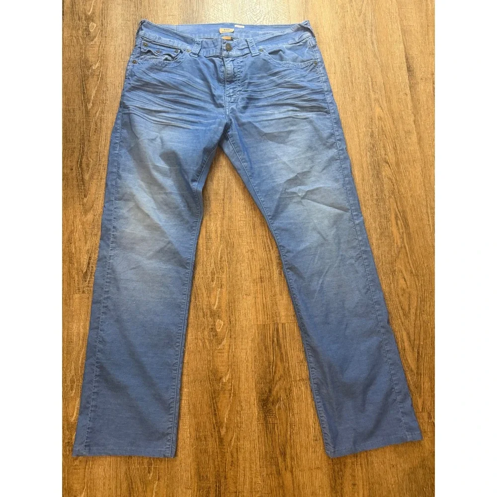 True Religion Ricky Relaxed Straight Corduroy Pants Blue Mens Size 36 MC888SNJ02
