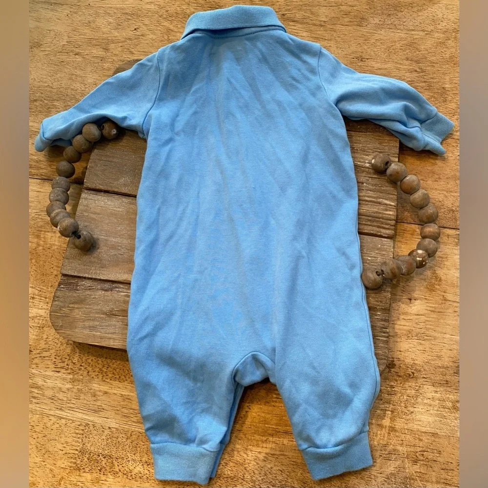 Polo by Ralph Lauren Infant‎ Size 3 Months  Light Blue Cotton Long Sleeve Romper