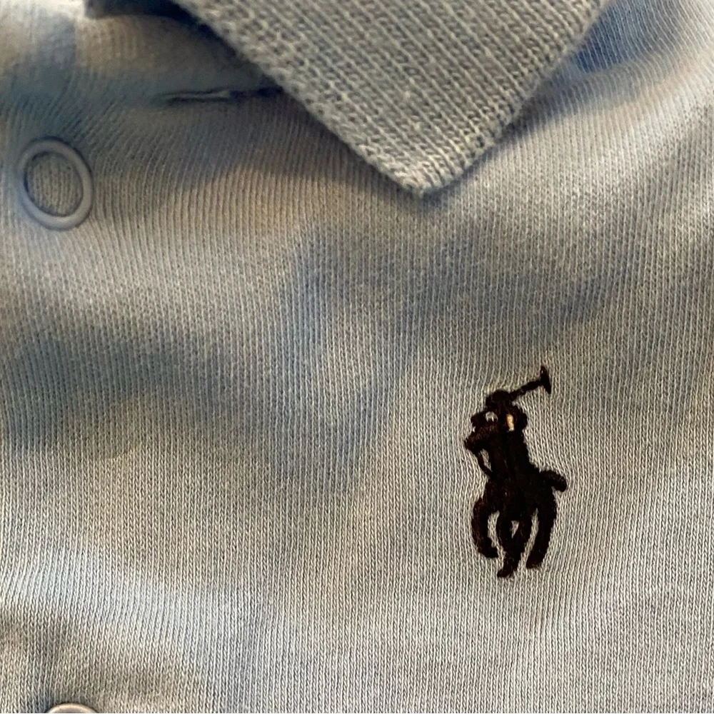 Polo by Ralph Lauren Infant‎ Size 3 Months  Light Blue Cotton Long Sleeve Romper