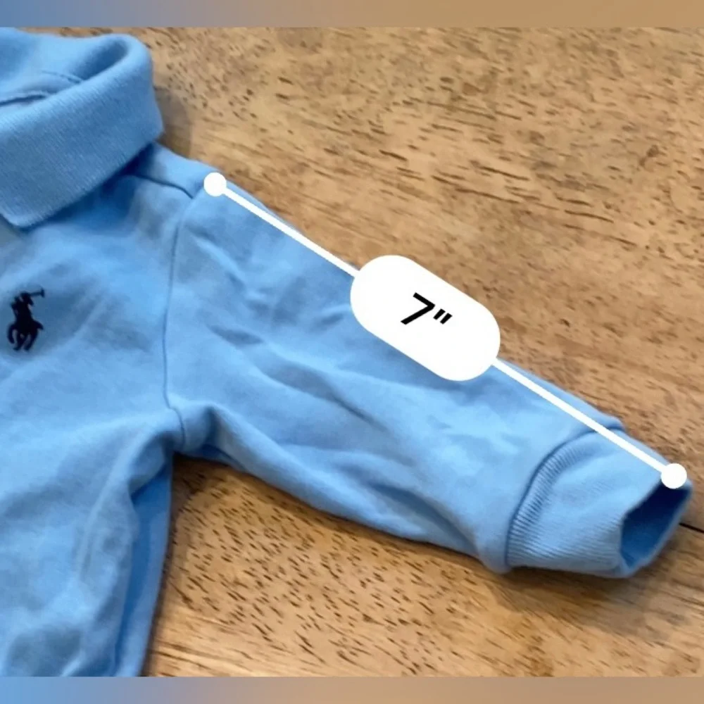 Polo by Ralph Lauren Infant‎ Size 3 Months  Light Blue Cotton Long Sleeve Romper