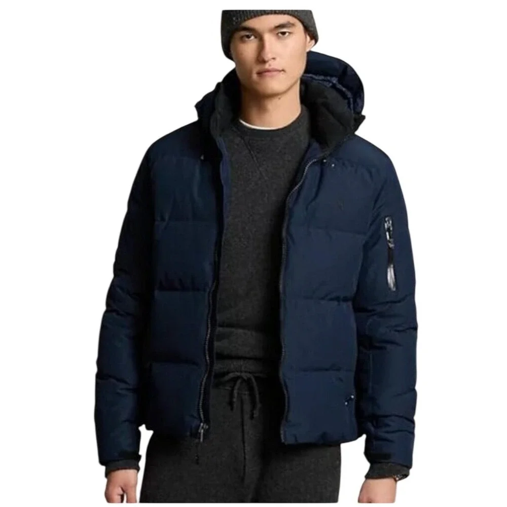 Polo Ralph Lauren Men's Navy Blue Down Puffer Jacket Hooded Ripstop 2XLT‎ NEW