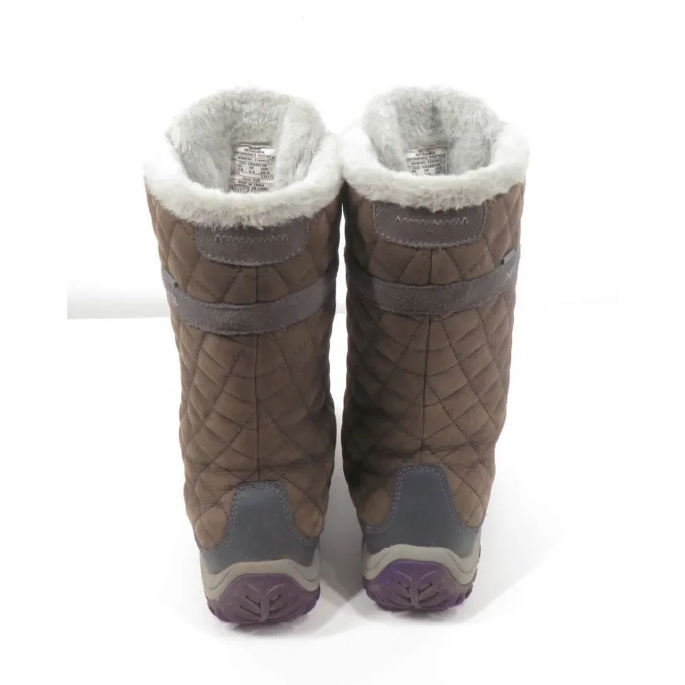 Patagonia Wintertide High Waterproof Brown Boots Faux Fur Laces Women Size 5.5