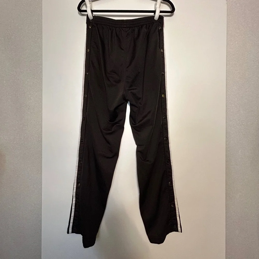 Y2K Adidas Small‎ Black Breakaway Tear away Track Pants Snap Button 3 Stripes