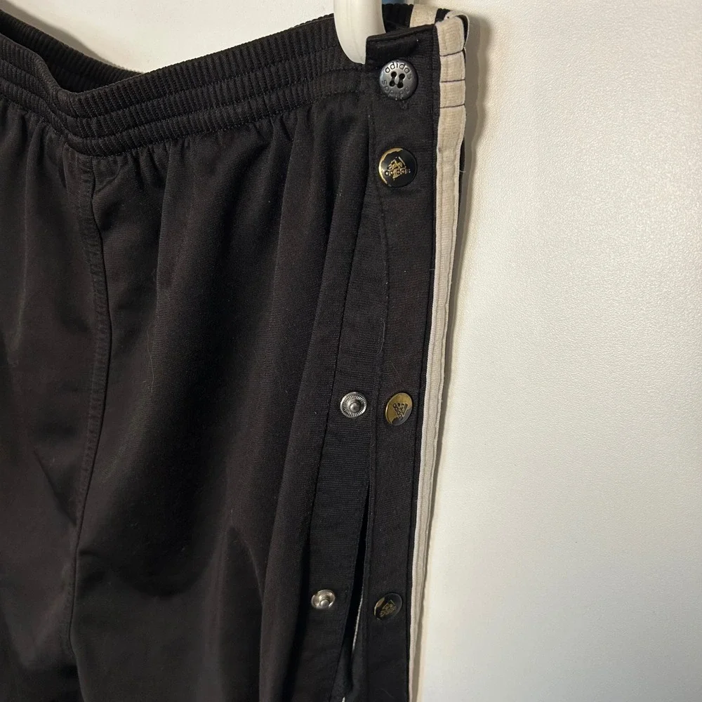 Y2K Adidas Small‎ Black Breakaway Tear away Track Pants Snap Button 3 Stripes