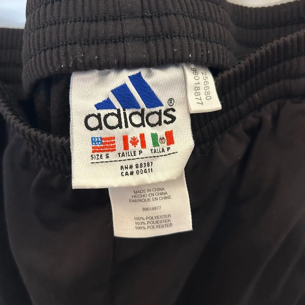 Y2K Adidas Small‎ Black Breakaway Tear away Track Pants Snap Button 3 Stripes