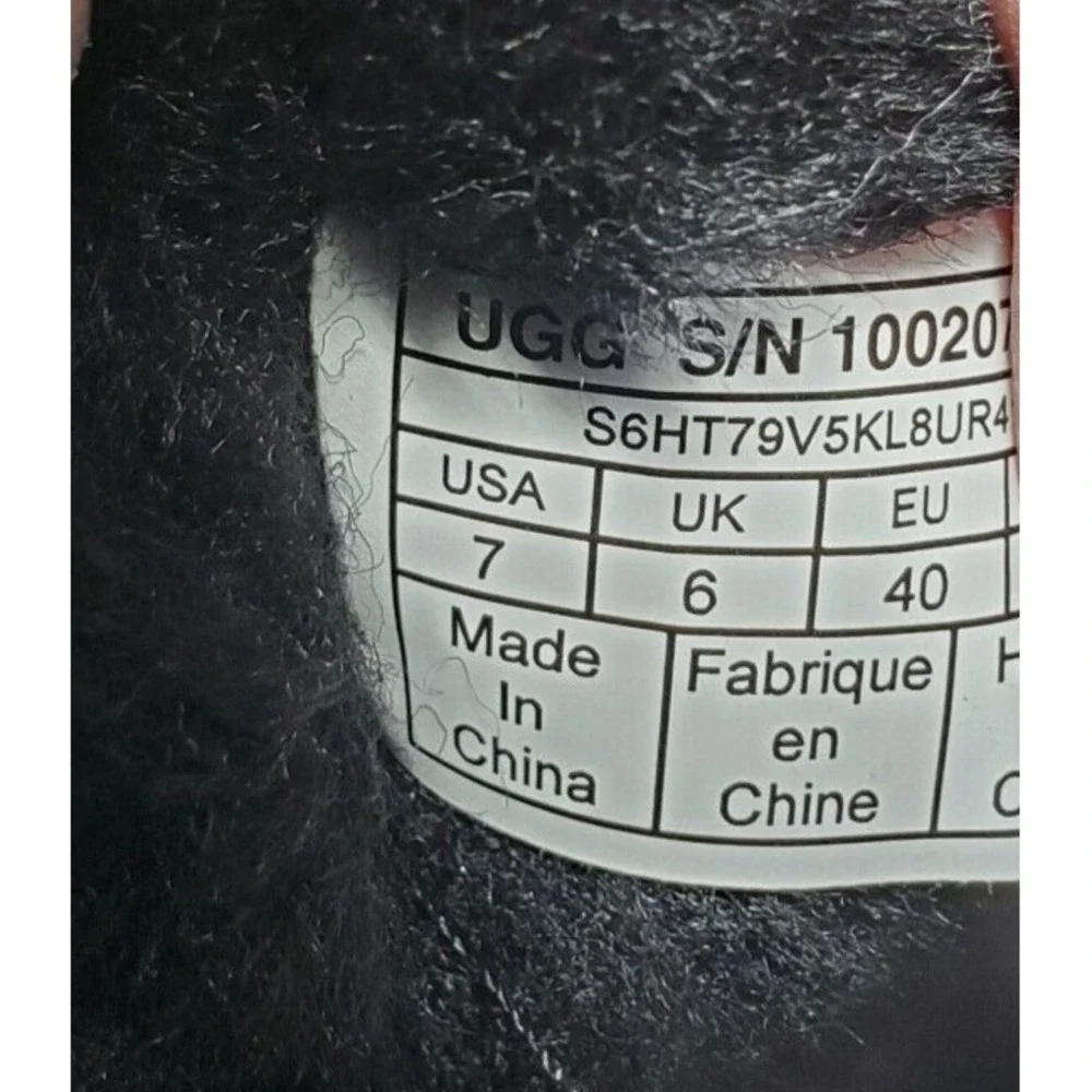 UGG Classic Mini II Boots Womens 9 Black Suede Shearling‎ Lined Shoes