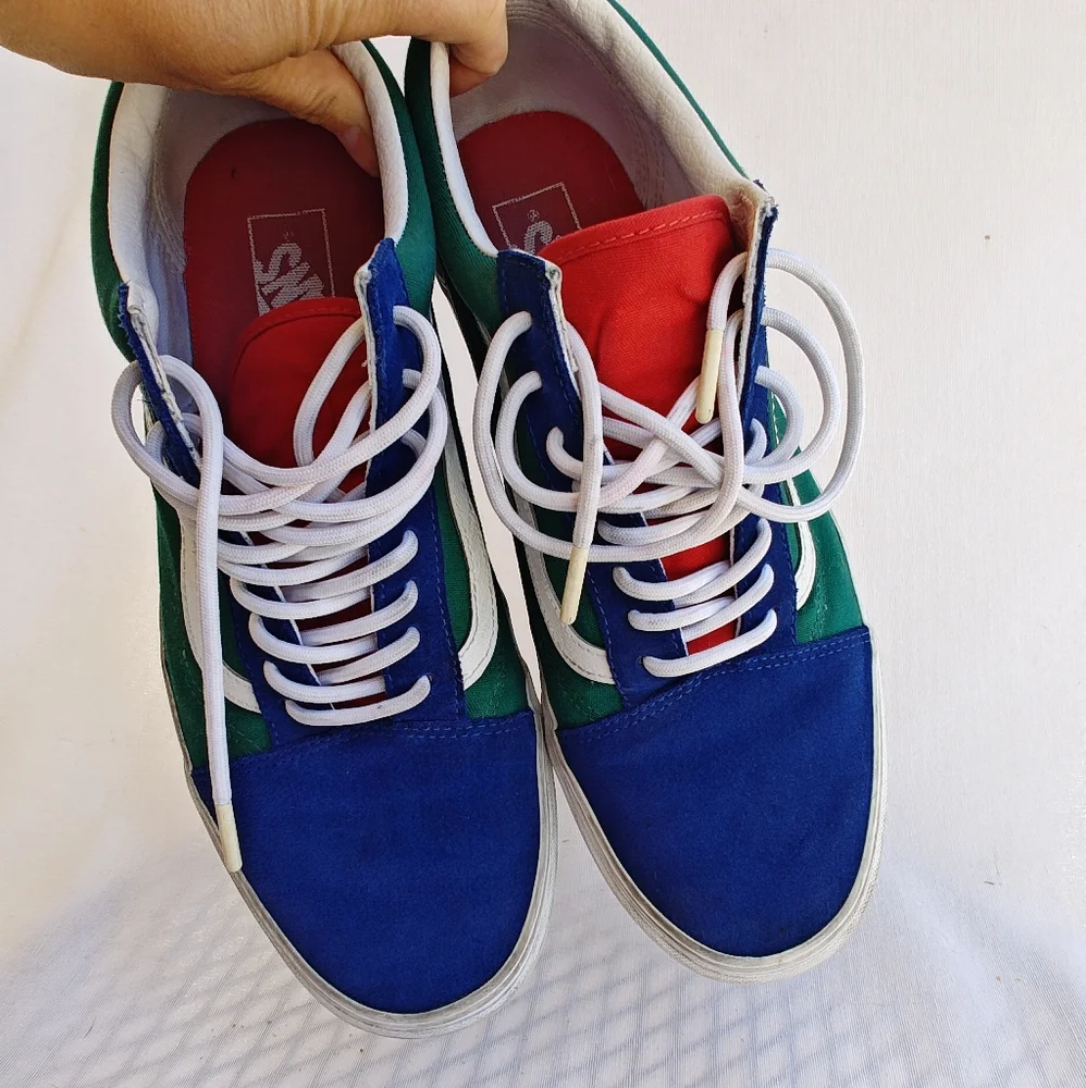 Vans Yacht Club Old Skool Colorblock Shoes Sneakers‎ 11.5 Red Green Blue Yellow