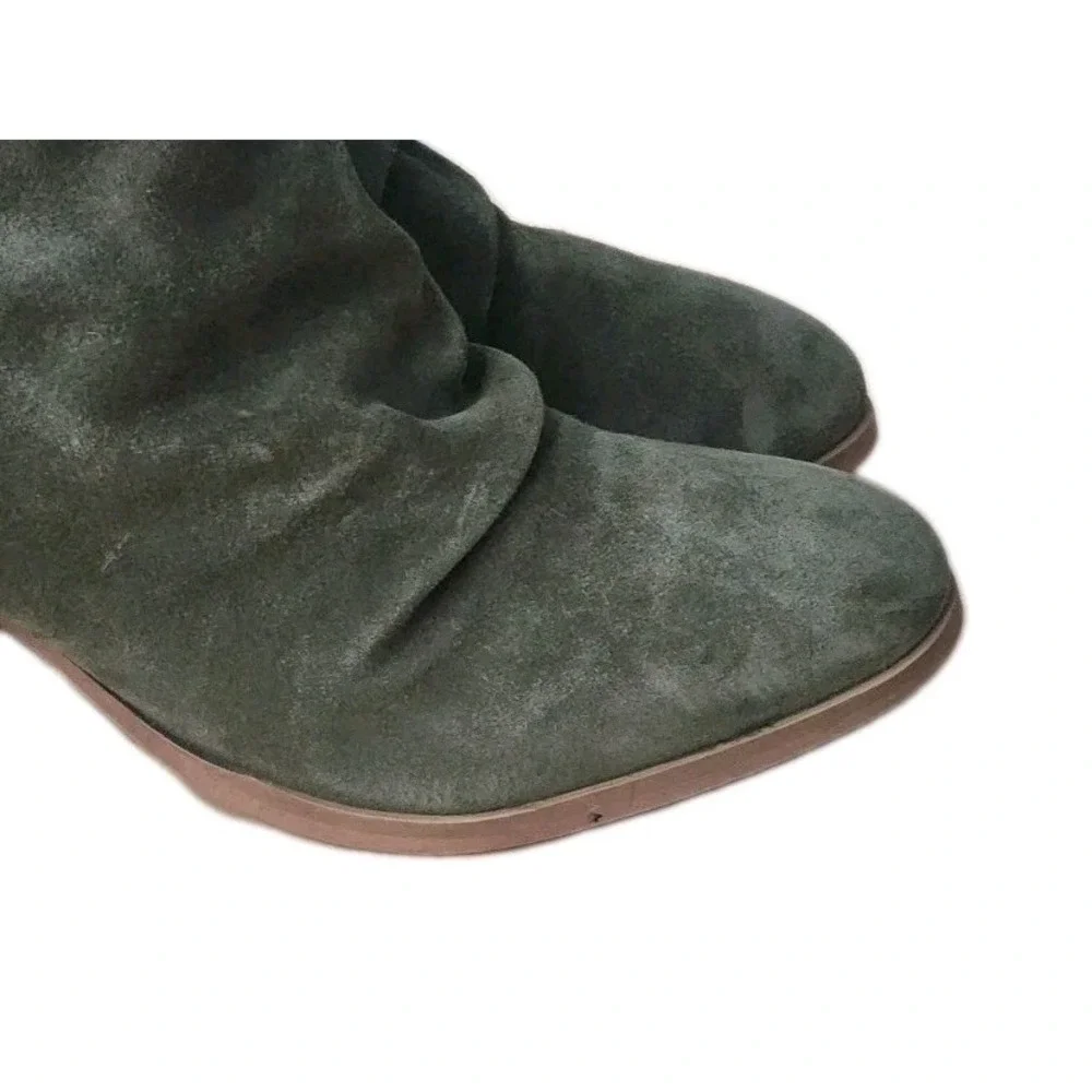 Diba Shoes Womens Size‎ 8.5 Green Suede Side Zip Ankle Boots Booties