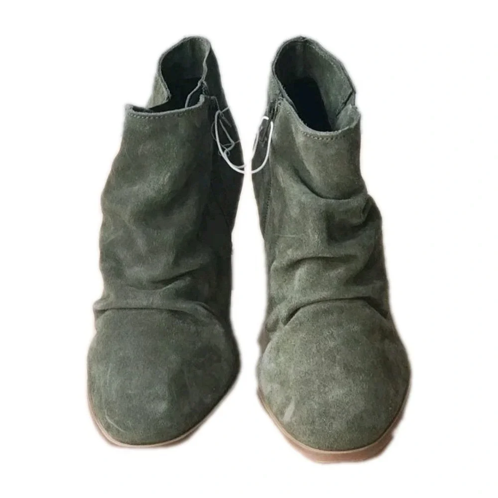 Diba Shoes Womens Size‎ 8.5 Green Suede Side Zip Ankle Boots Booties