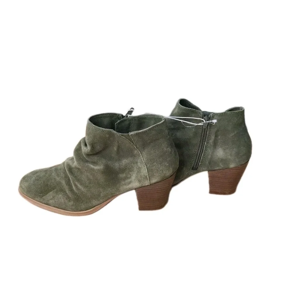 Diba Shoes Womens Size‎ 8.5 Green Suede Side Zip Ankle Boots Booties