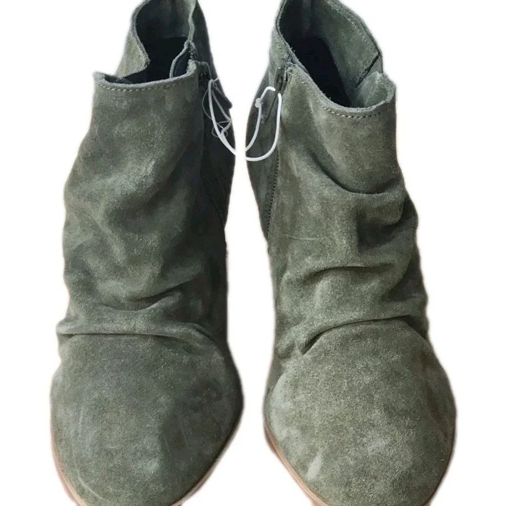 Diba Shoes Womens Size‎ 8.5 Green Suede Side Zip Ankle Boots Booties