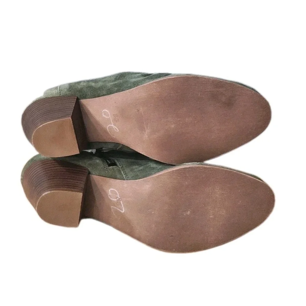 Diba Shoes Womens Size‎ 8.5 Green Suede Side Zip Ankle Boots Booties