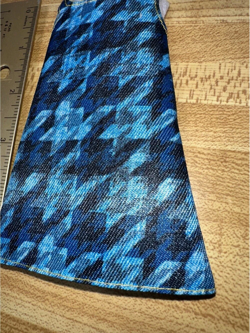 Barbie Blue Houndstooth Doll Dress - Coquette Girl Style, Very Good Condition
