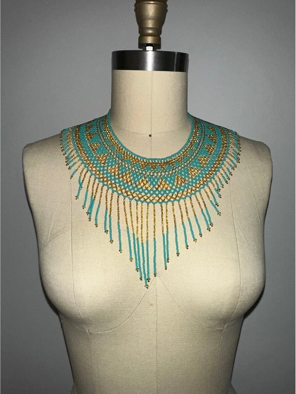 Egyptian Inspired Multicolor Beaded Statement Collar Ncklace