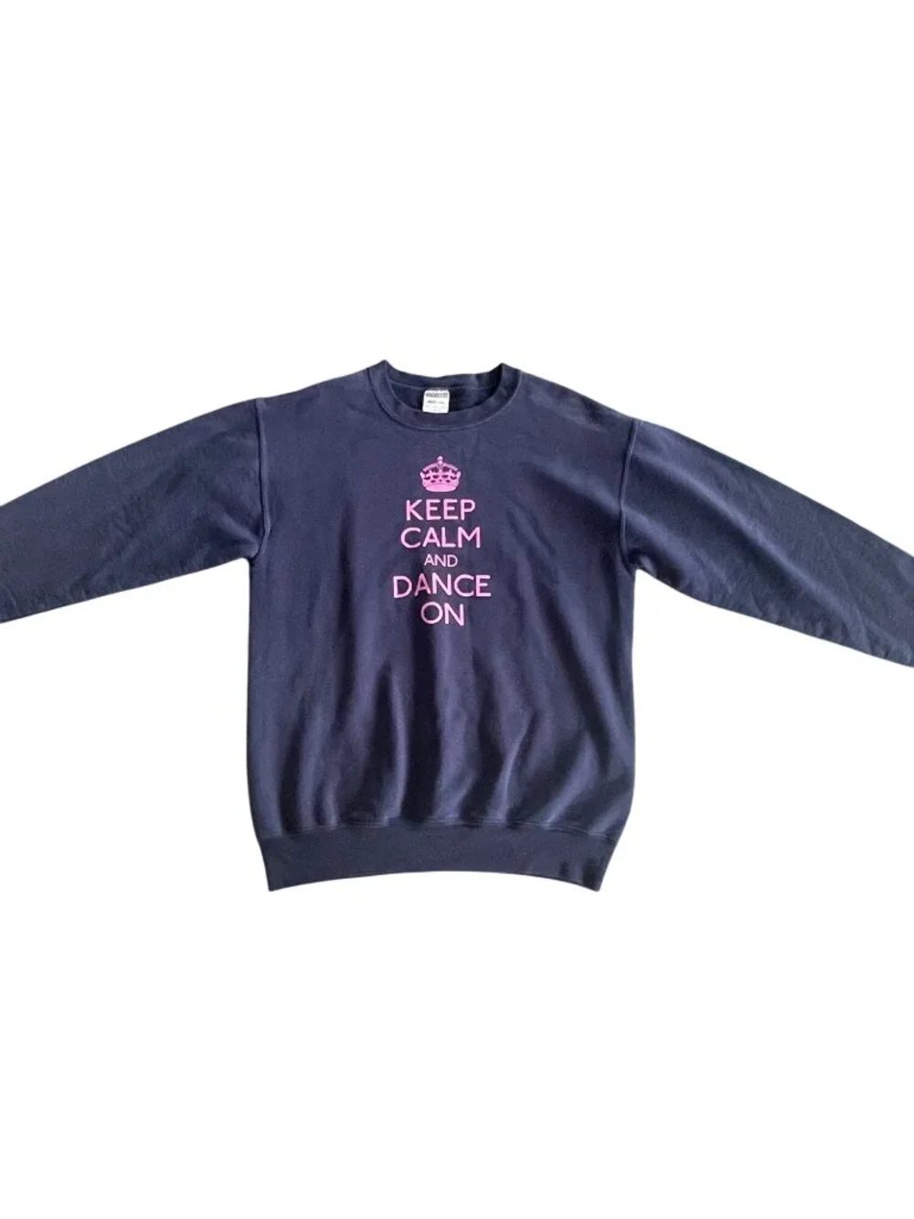 Keep Calm And Dance On Youth XL Sweatshirt Navy Blue Jerzees NuBlend Cotton Blen