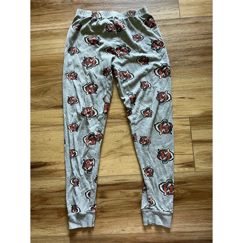 NFL Cincinnati Bengals Pajama Pants Kids Med 10/12 Gray All Over‎ Print Joggers