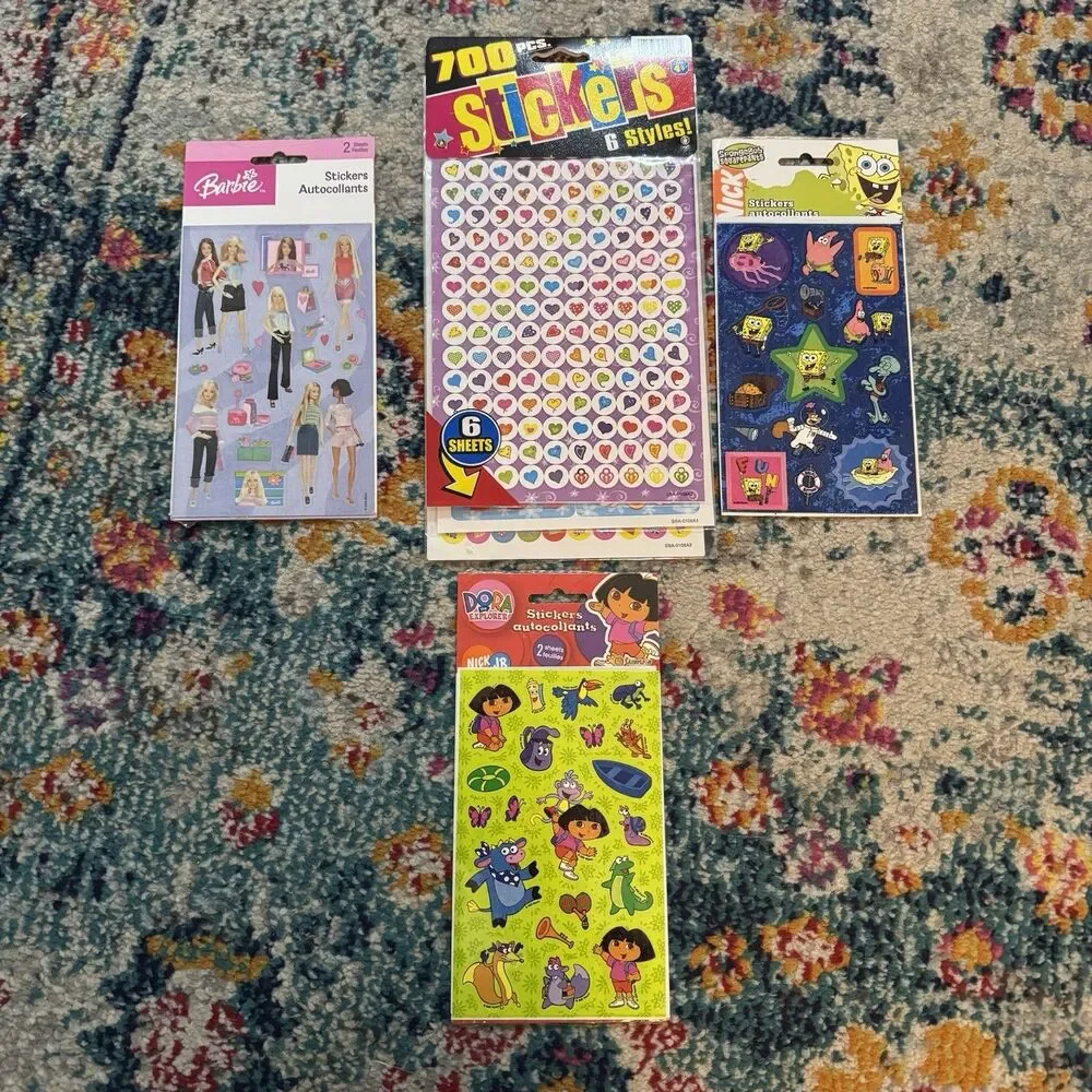 Vintage 2004‎ Lot of Stickers NEW Barbie Spongebob Dora Cute Scrapbooking Y2K