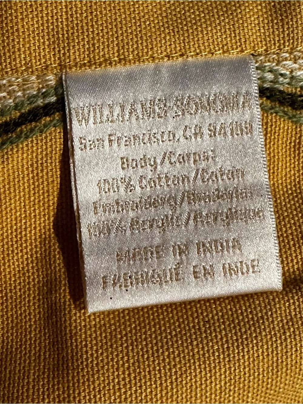 Williams Sonoma vibrant mustard