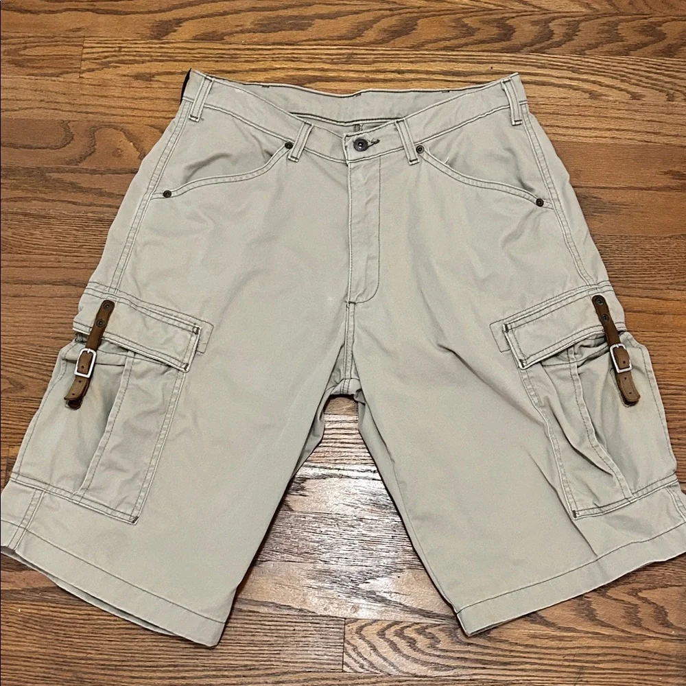 Vintage Polo Jeans Co Shorts Men’s 30 Freighter Cargo Leather Buckle Y2K Hiking