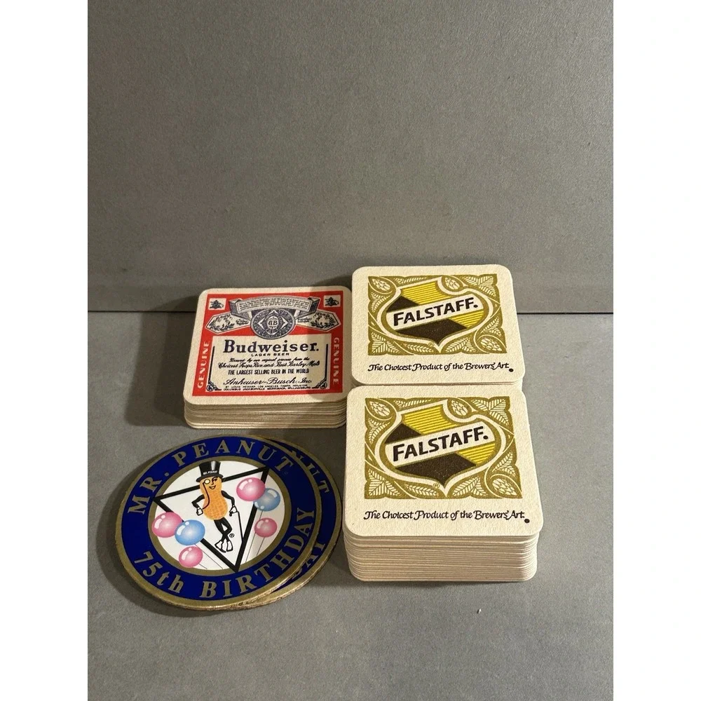 Vintage Coasters Lot Falstaff, Budweiser, Mr Peanut ( Over 60‎ )