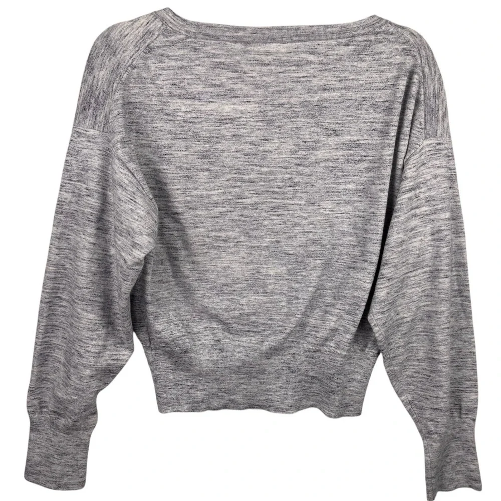 J. Crew Sweater Size M Heathered Gray V‎ Neck Button Front Cropped Capsule
