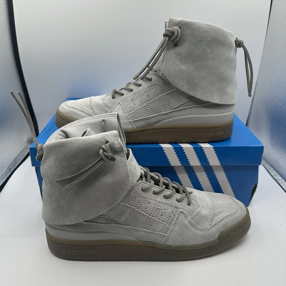 Adidas Forum Hi Moc Shoes Mens Sz 12 Stone Grey Clay Suede Sneakers‎ B27682
