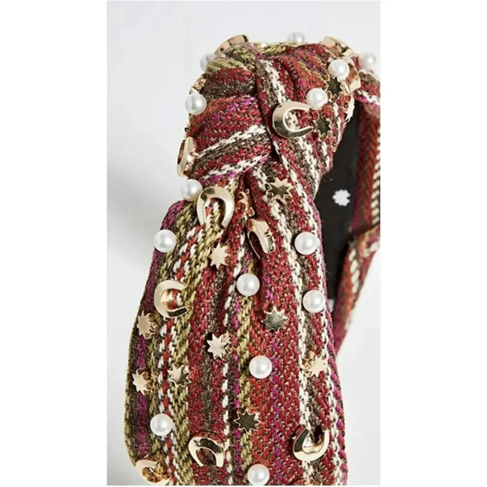 Lele Sadoughi Horseshoe Star Pearl Embellished Knotted Headband NEW