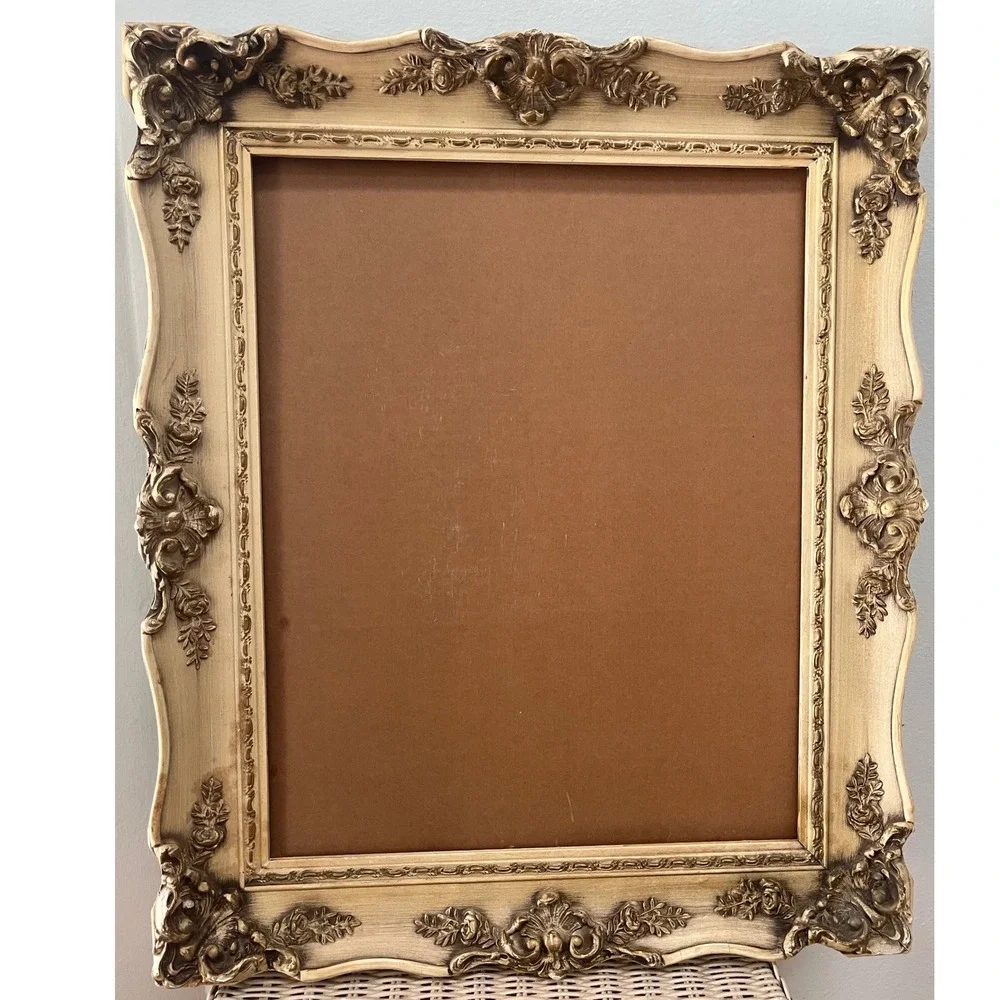 Vtg Rococo Style Wood Frame Distressed Baroque Scroll Shabby Chic Regency core