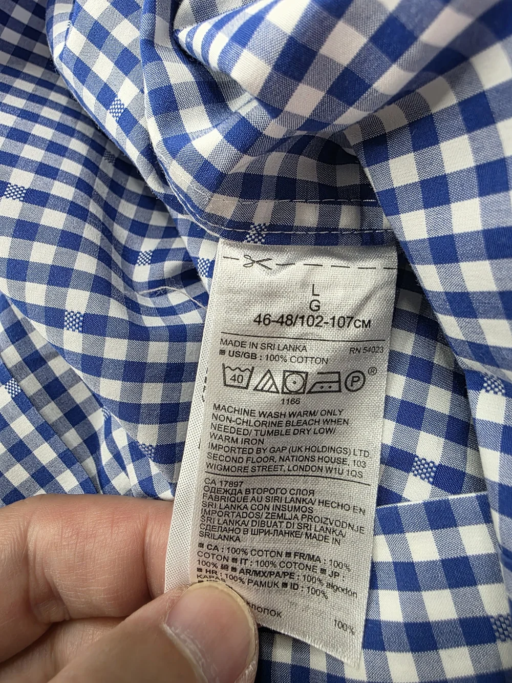 Banana Republic Grant Fit 120s Supima Cotton Dress Shirt Blue White Gingham Chec