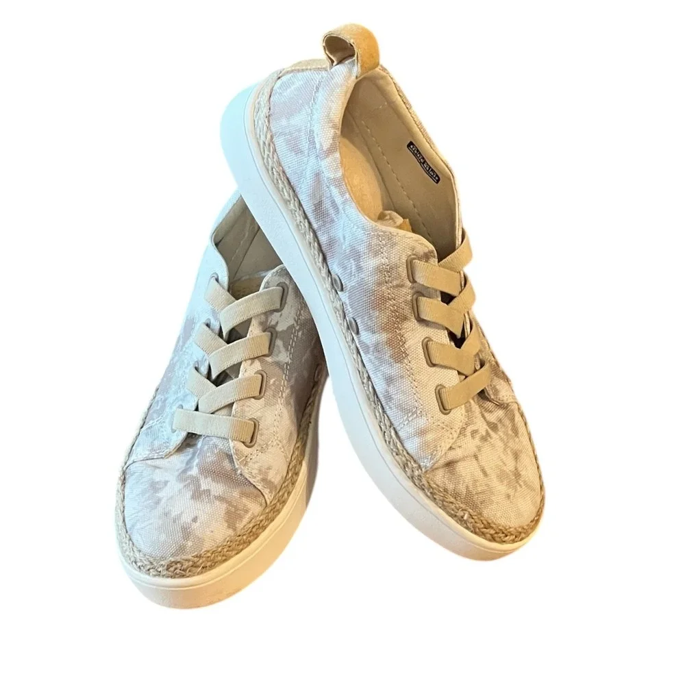Spenco Malibu 21 Slip On Comfort‎ Sneakers Gray Tie Dye Canvas No Tie 8.5D