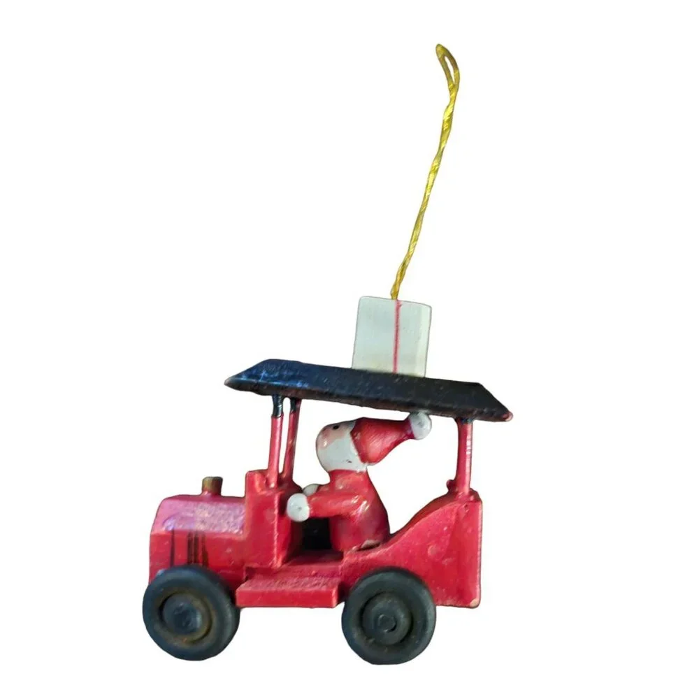 Vintage Santa Claus On Tractor‎ Christmas Tree Ornament