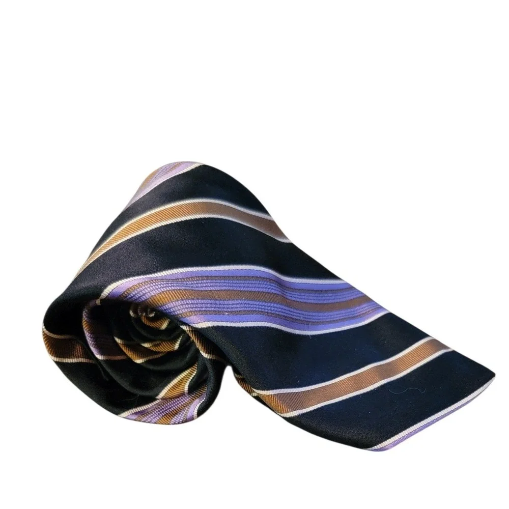 Robert Talbott Best of Class Silk Striped Tie Lavender‎ Tan Black Men 58