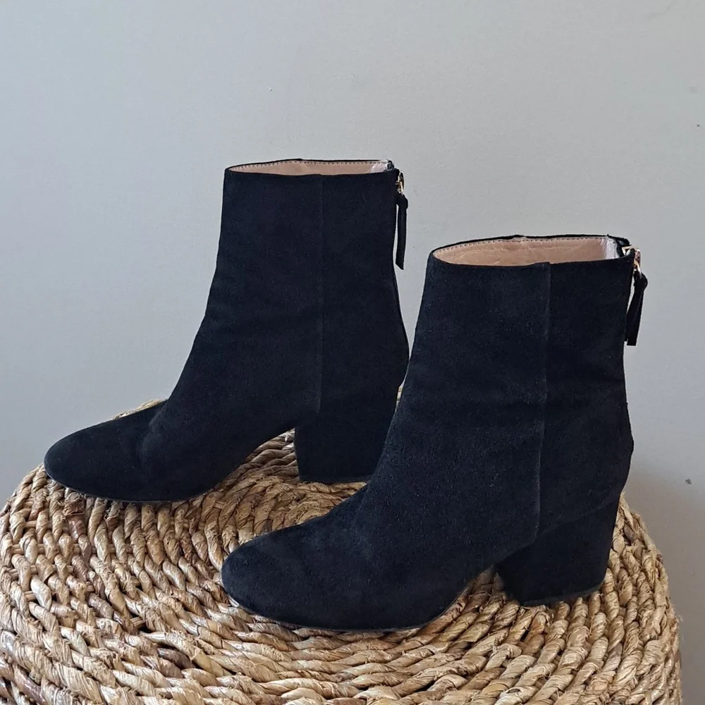 J.Crew Womens Sadie Ankle Boots Black Suede 2.5