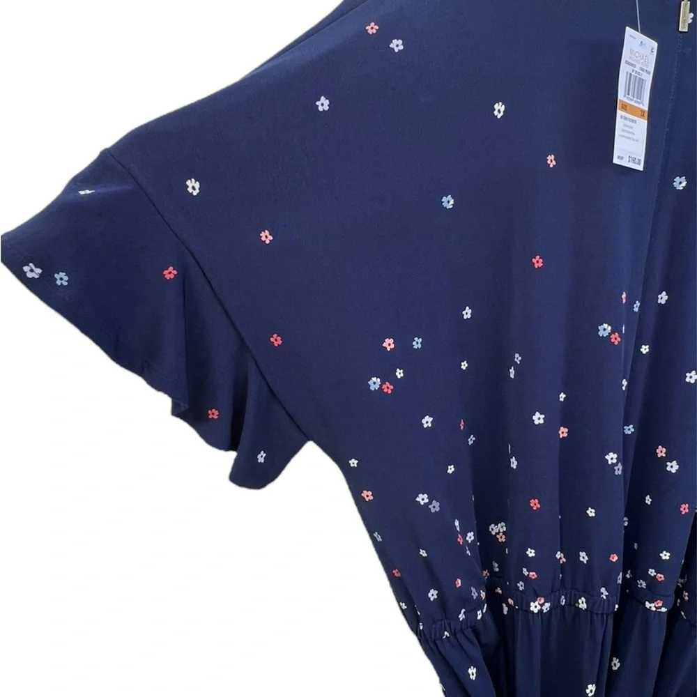 MICHAEL KORS Belted Floral Bell Sleeve V Neck Wide Leg‎ Evening Jumpsuit Size 3X