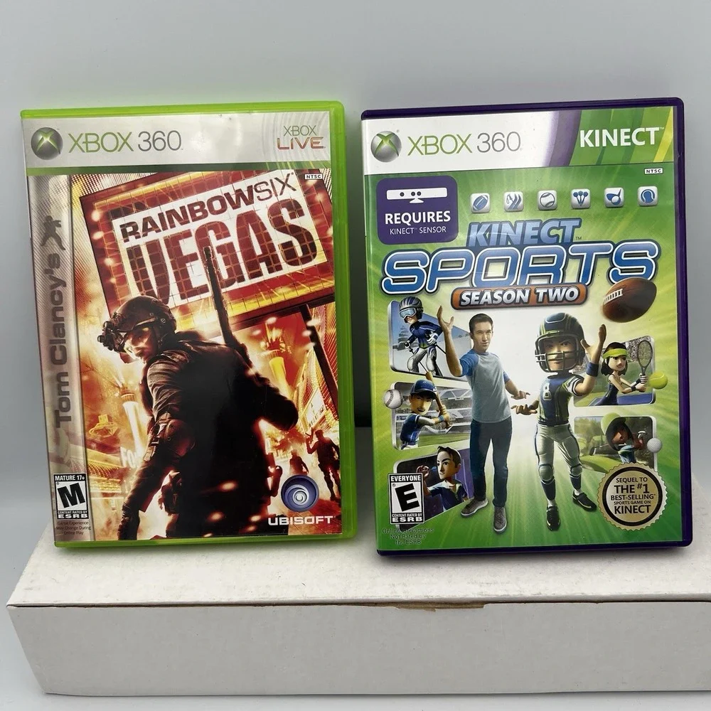 Tom Clancy's‎ Rainbow Six Vegas &Kinect Sports Season2  Xbox 360 Lot of 2